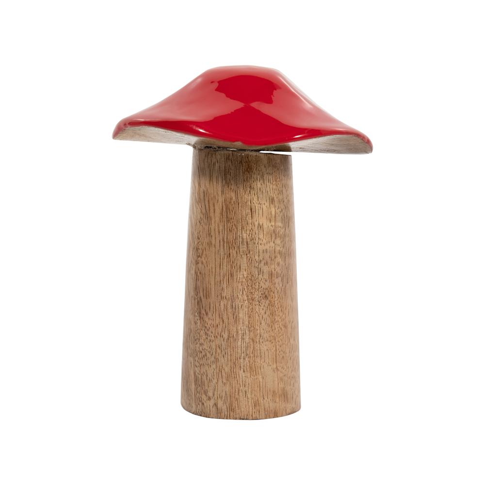 Wood, 6" Toadstool Mushroom, Red. Picture 3