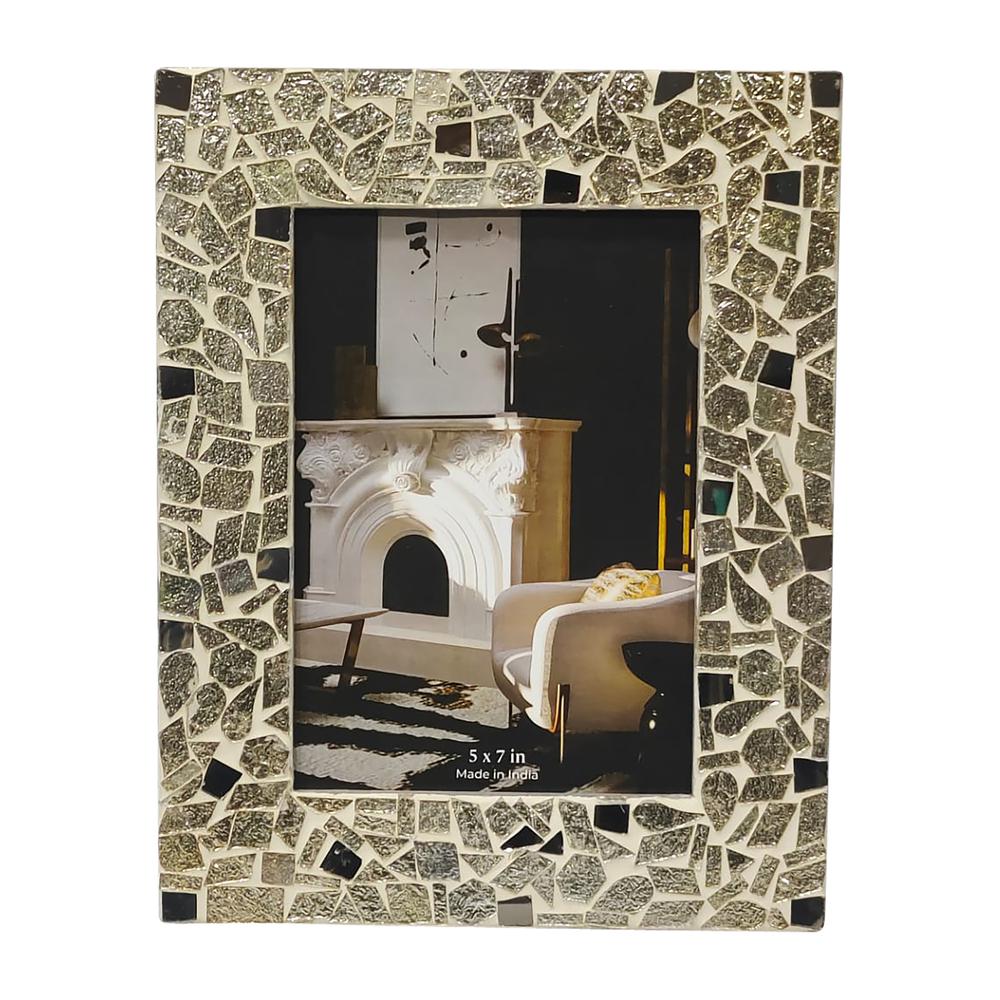 5x7 Mosaic Photo Frame, Champagne. Picture 1