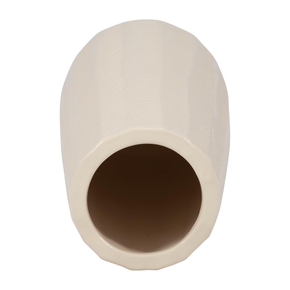 Cer, 12" Etched Lines Cylinder Vase, Cotton. Picture 5