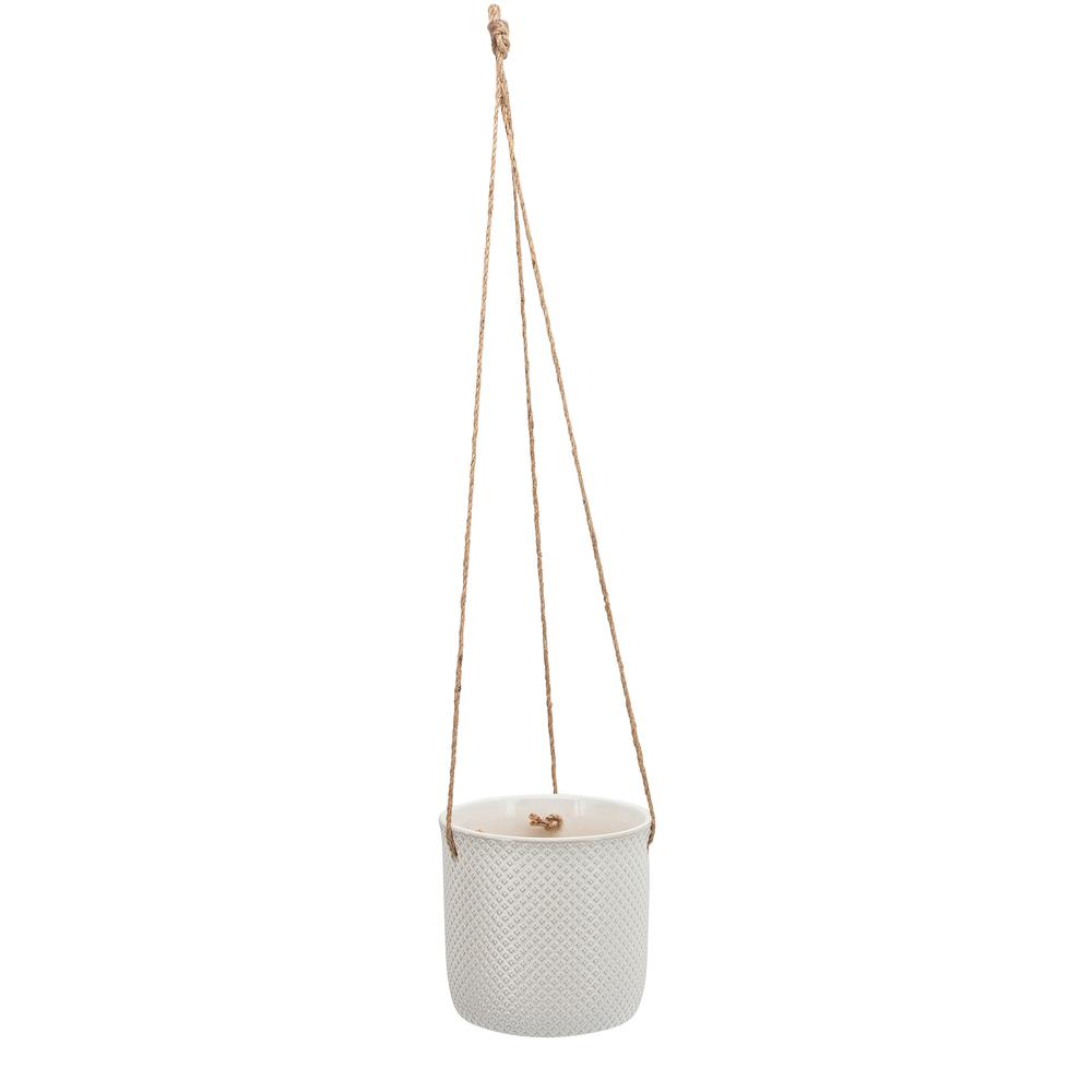 7", Dotted Hanging Planter, White. Picture 1