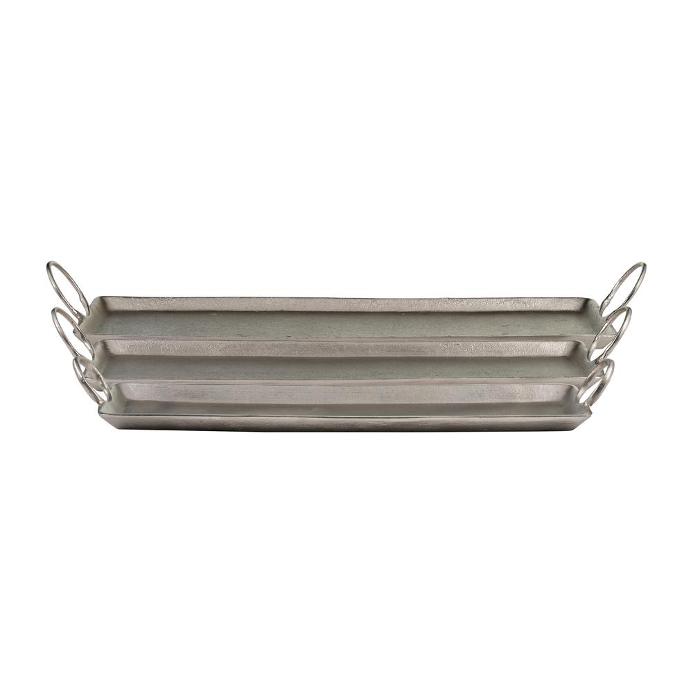 Metal, S/3 24x6/30x8/33x10" Casted Trays, Metallic. Picture 4