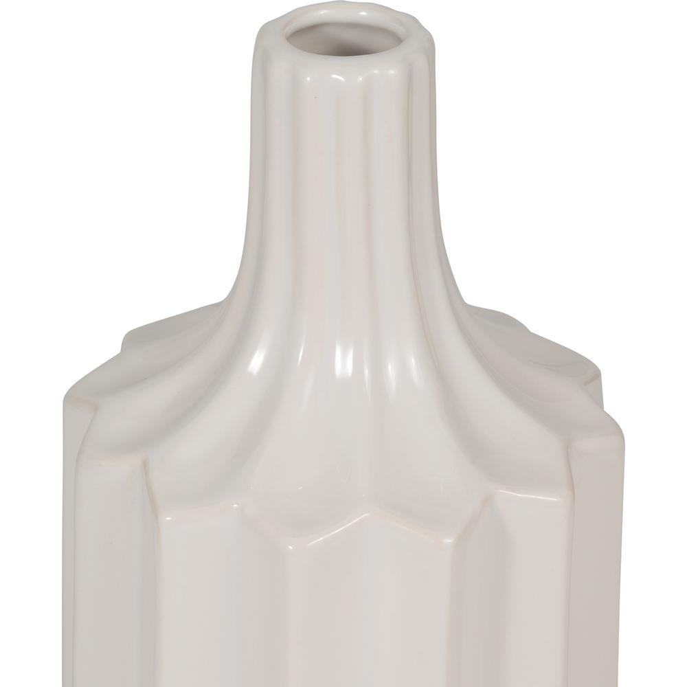 Cer, 13" Fluted Vase, White. Picture 4
