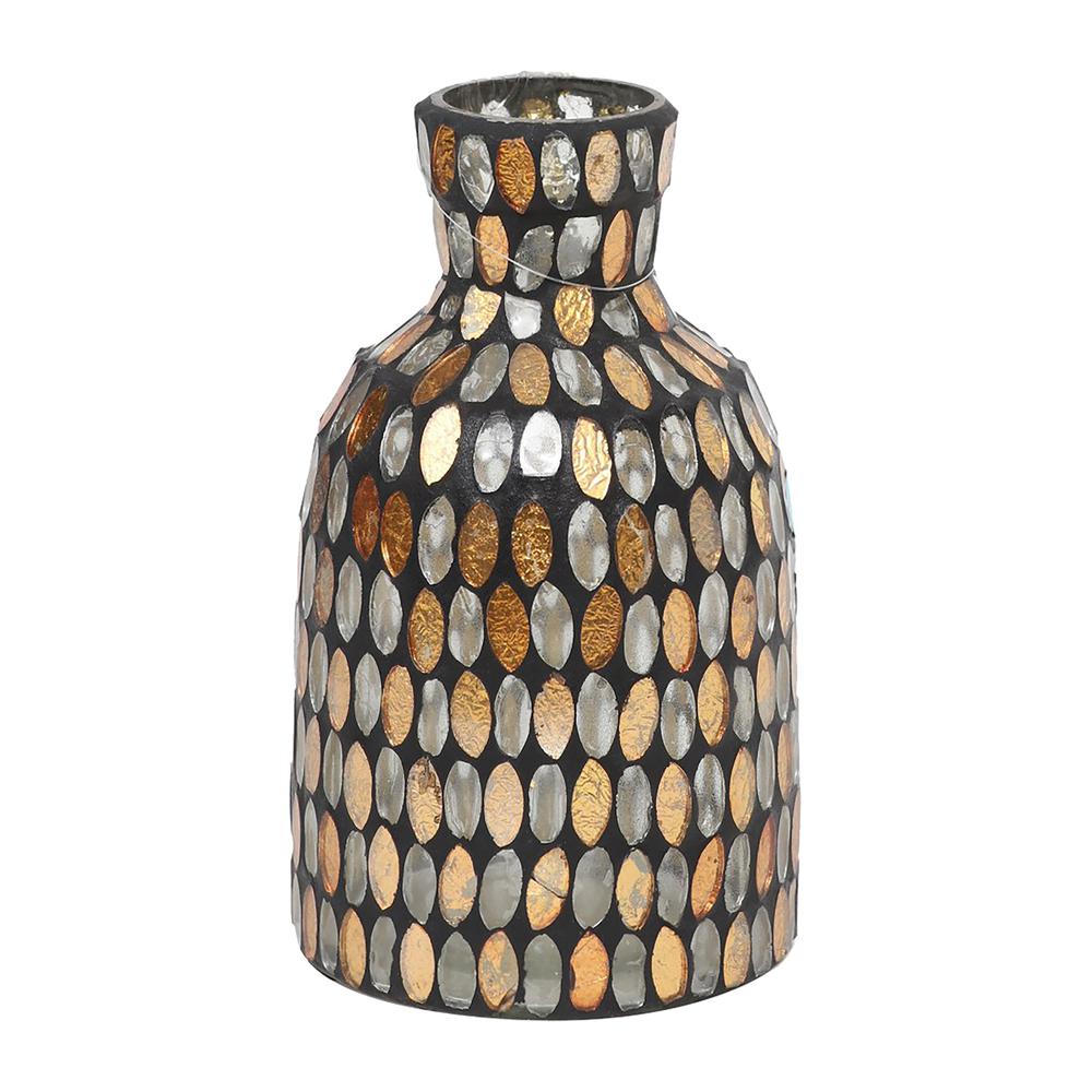 Glass, 7"h Mosaic Vase, Copper. Picture 1