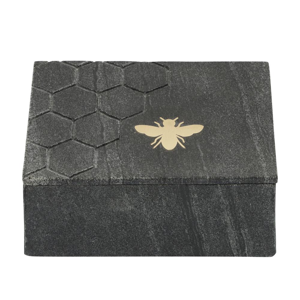 Marble 7x5 Marble Box W/ Bee Accent, Black. Picture 4