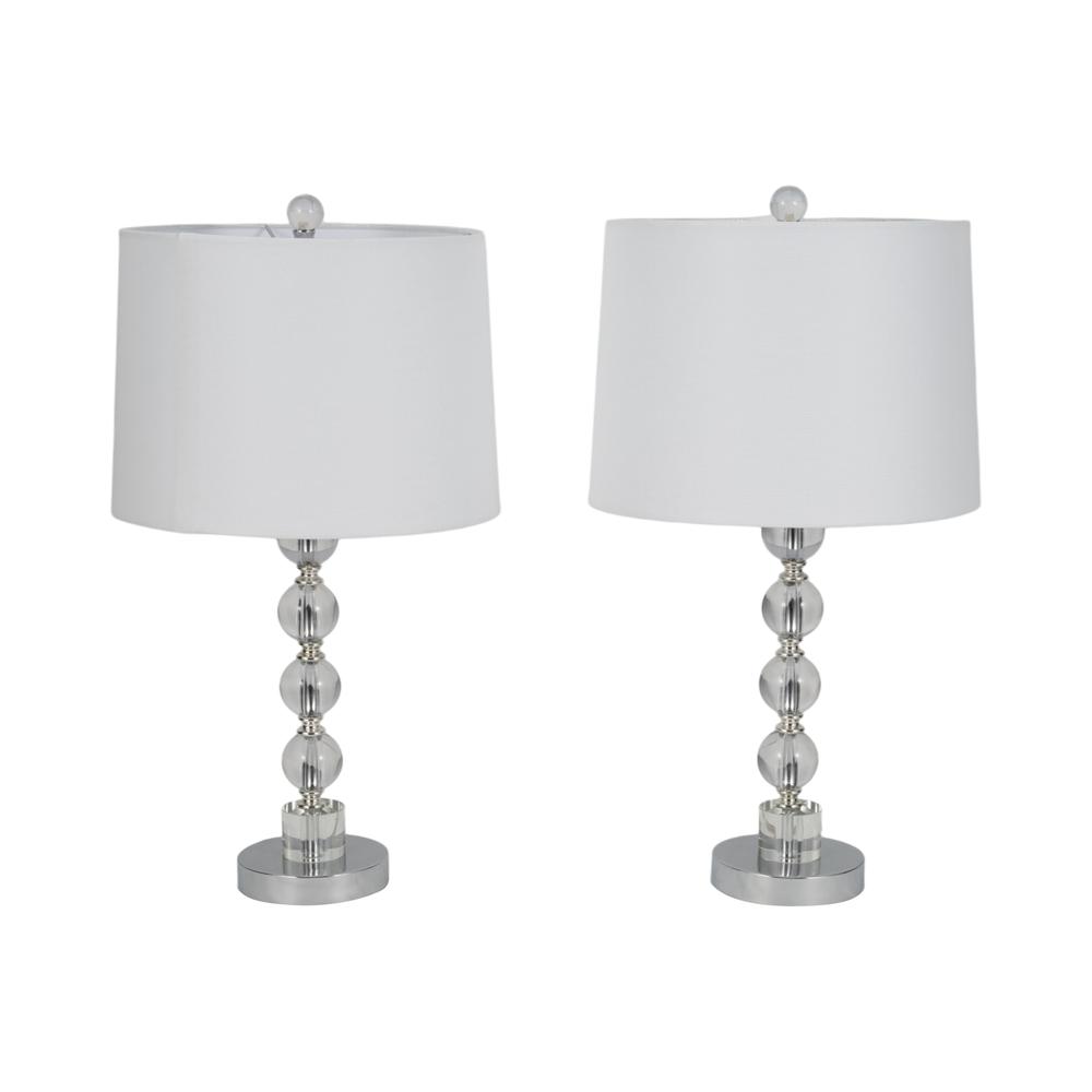 S/2 22" Crystal Table Lamp, Silver. Picture 1