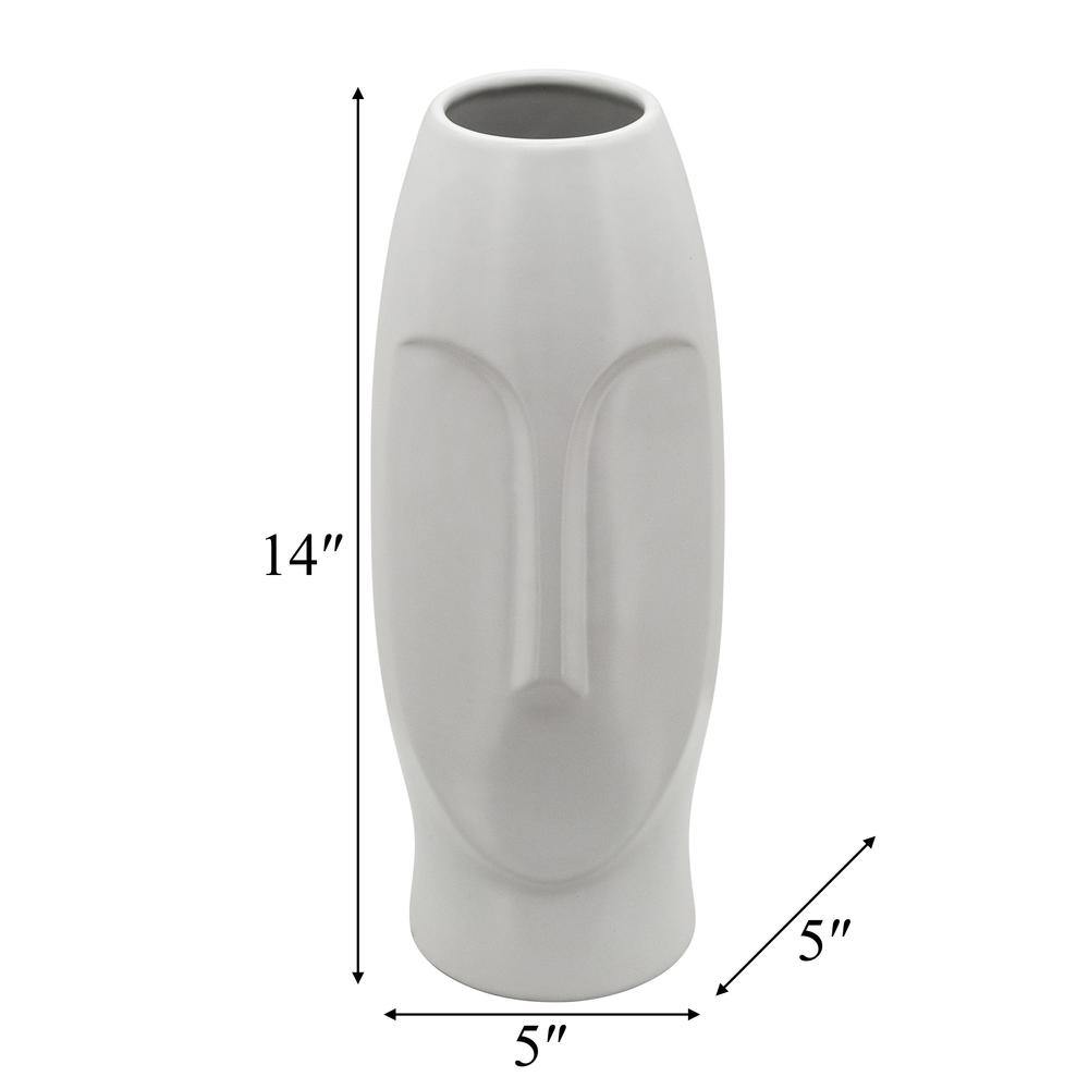 14"h Face Vase, White. Picture 8