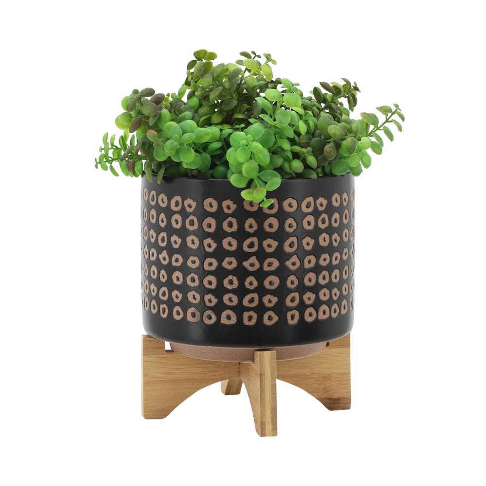 Cer, S/2 5/8" Planter On Stand, Brown. Picture 3