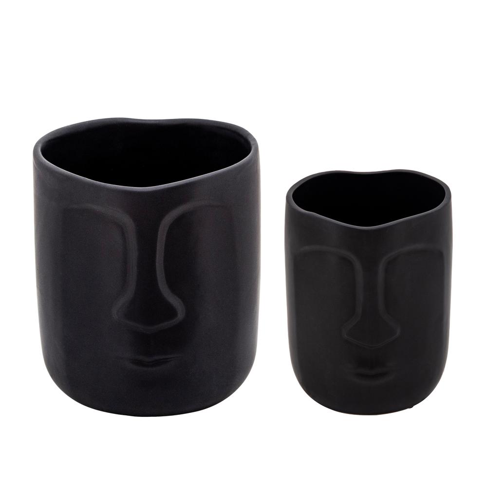 6" Face Vase, Black. Picture 2
