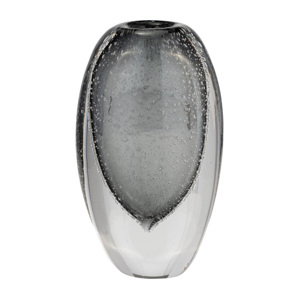 Glass, 9"h Ellipse Vase, Smoke. Picture 1