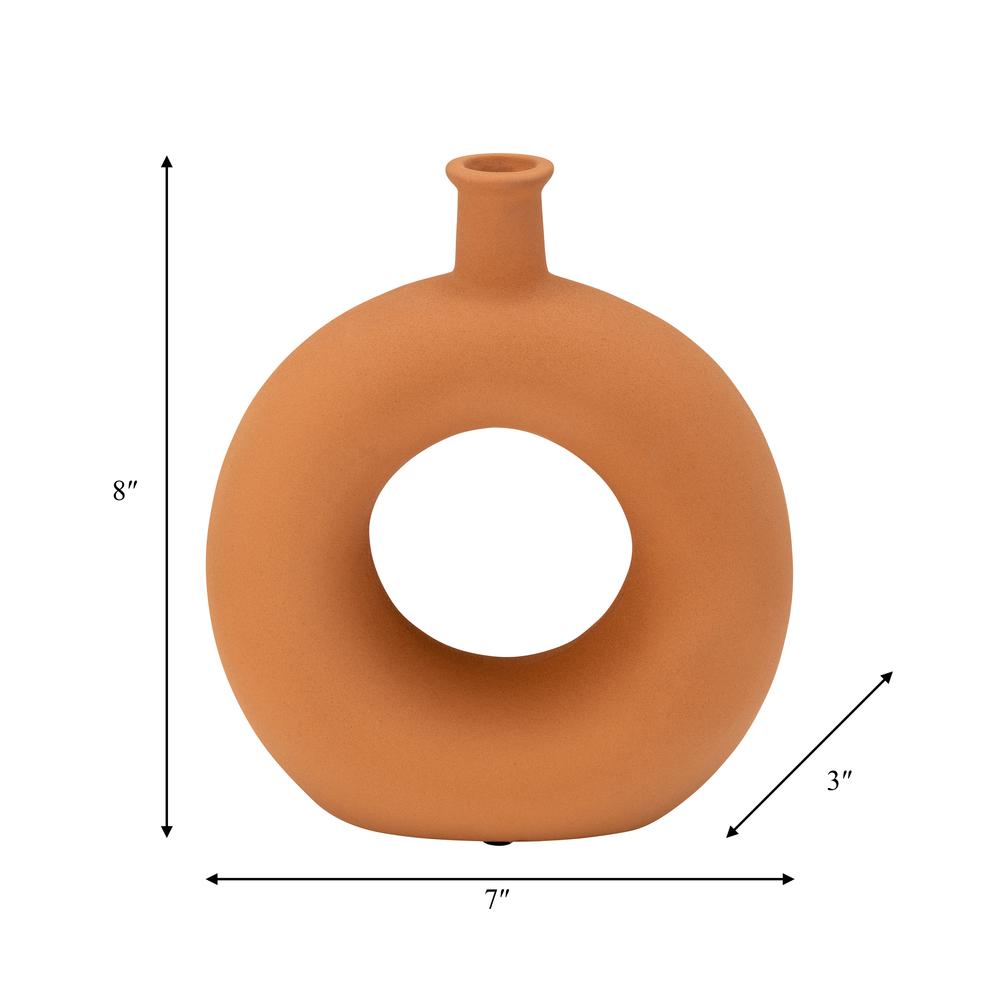 Cer, 8"h Round Cut-out Vase, Terracotta. Picture 8