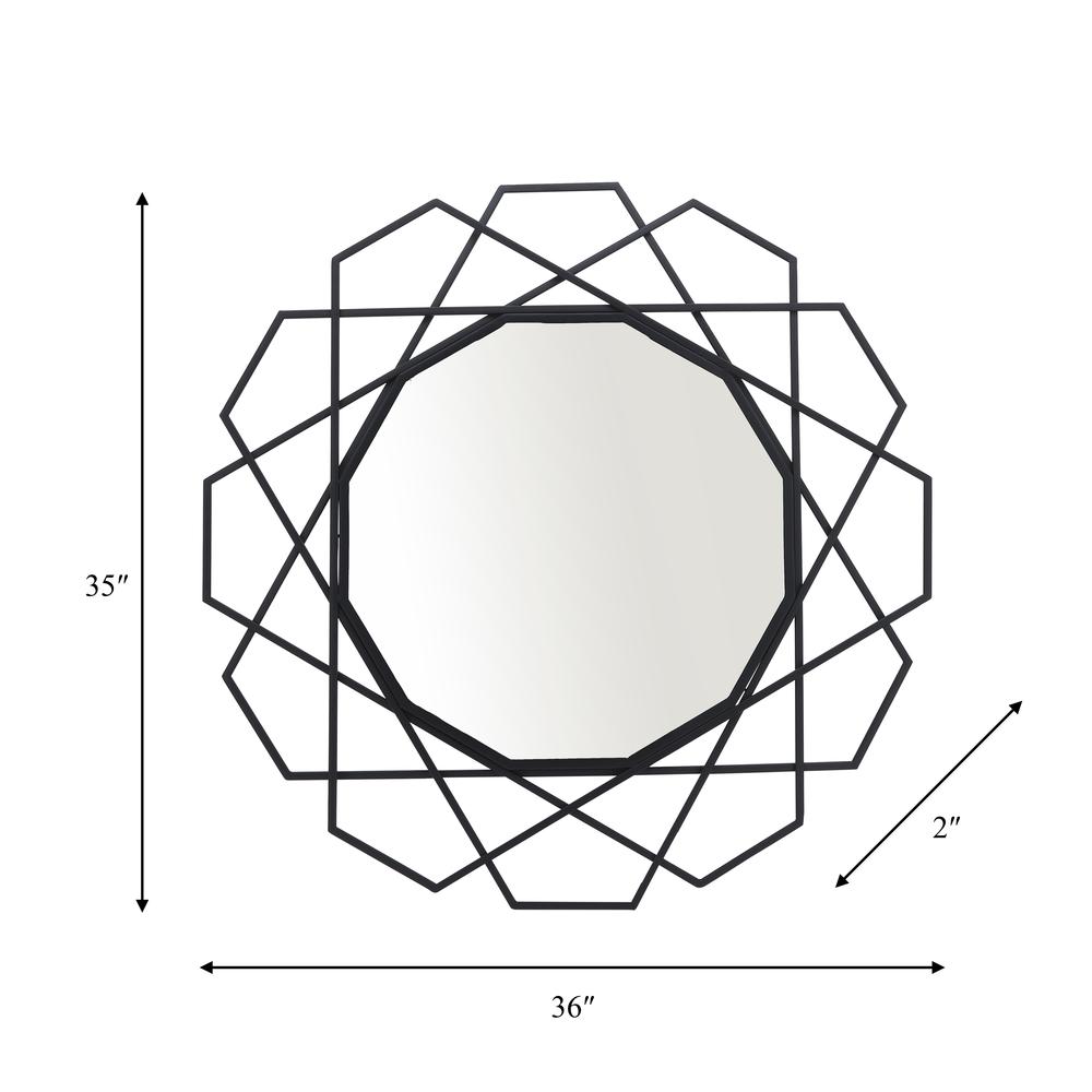 Metal 35" Geometric Mirror, Black Wb. Picture 3