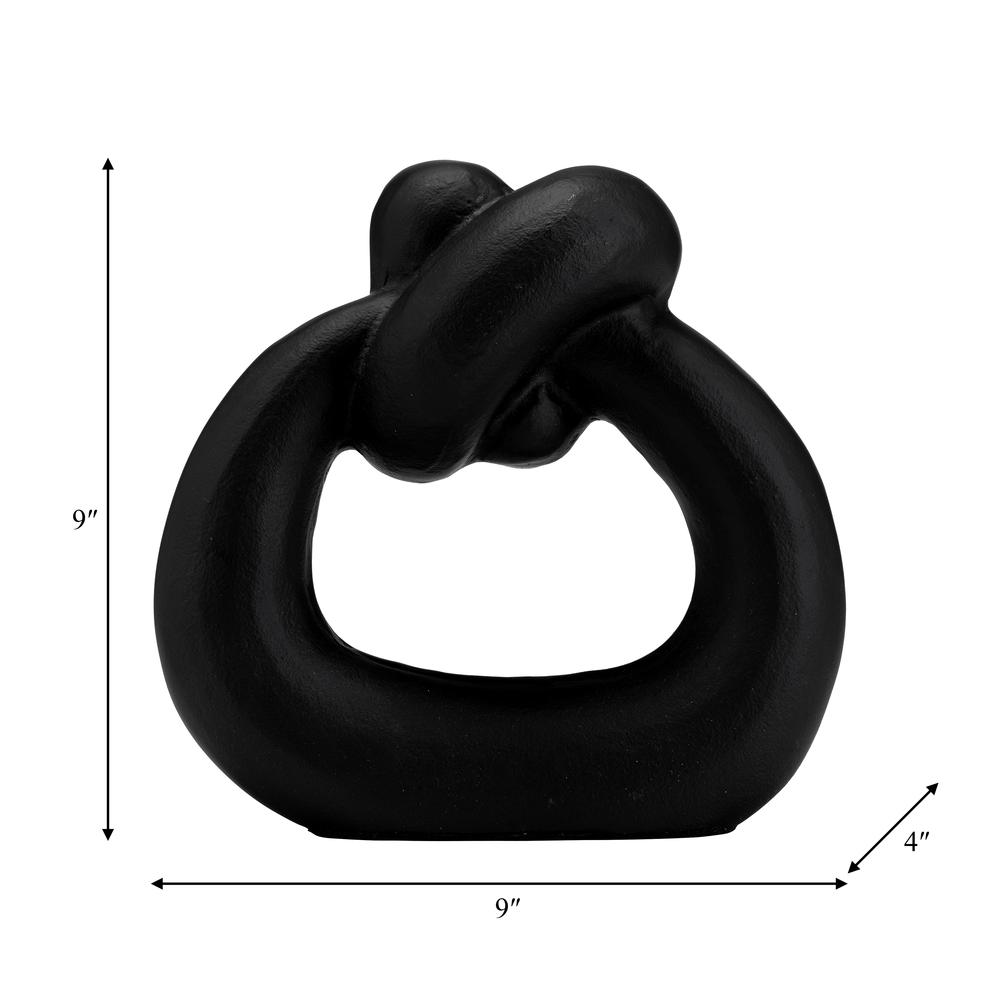 Metal,11"h,broad Knot Ring Sculpture,black. Picture 8