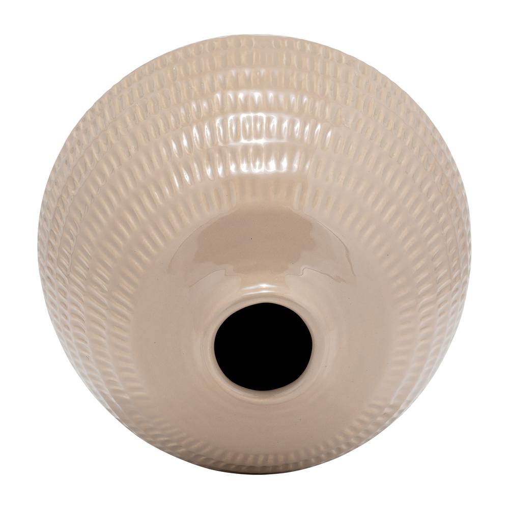 Cer,7",stripe Oval Vase,irish Cream. Picture 5