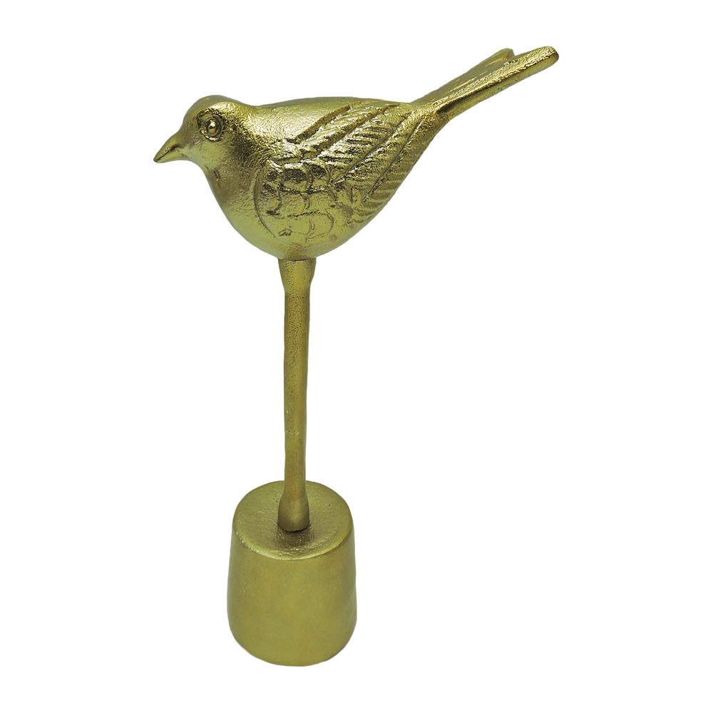 Metal, 12"h Bird On Base, Gold. Picture 1