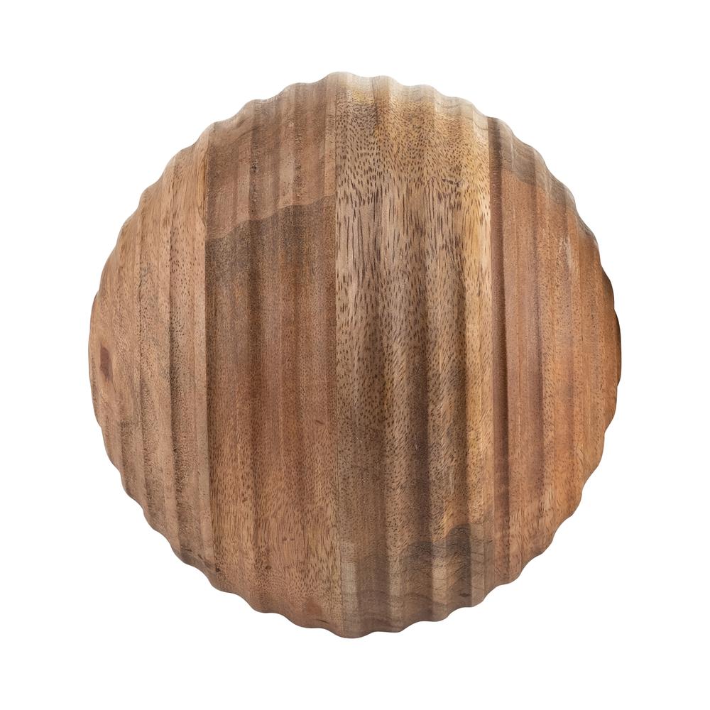 6" Wooden Orb W/ Ridges, Natural. Picture 2