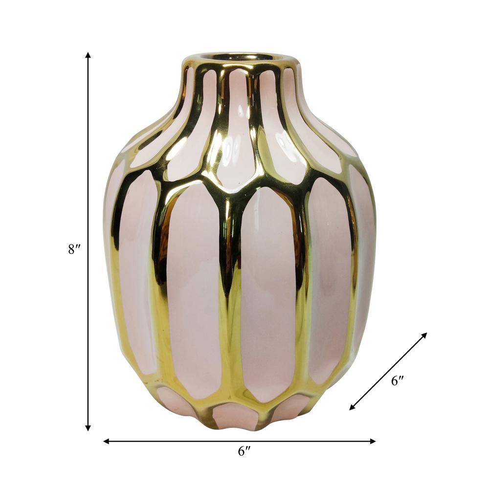 Ceramic Vase 8", Blush/gold. Picture 2