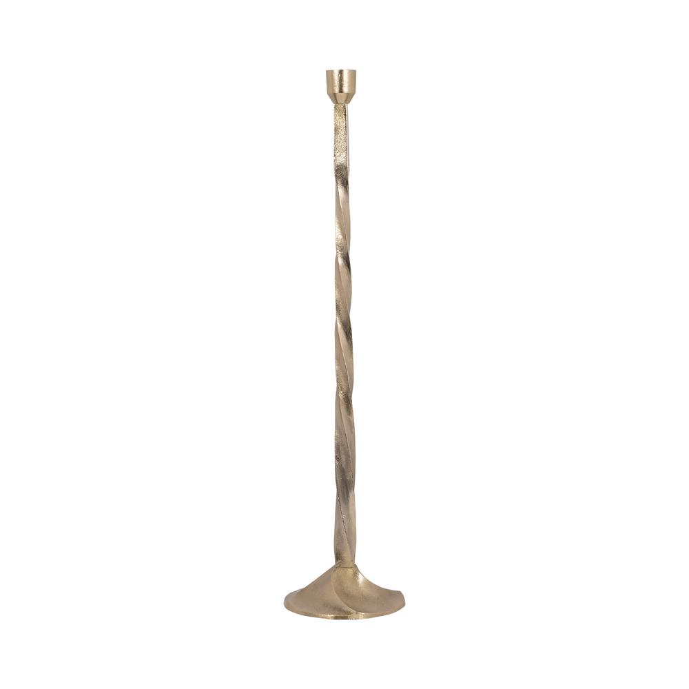 Metal, 30" Twisted Floor Taper Candleholder, Gold. Picture 1