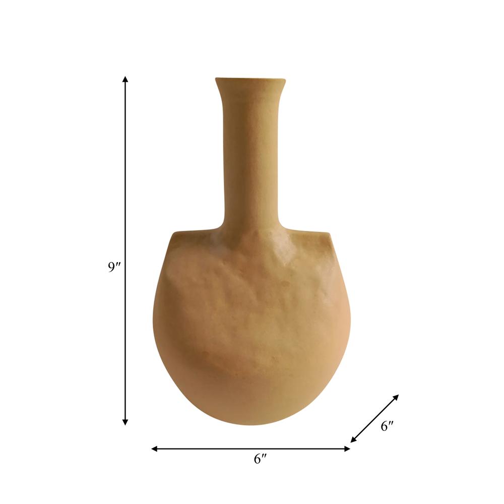 Stoneware, 9" Adobe Vase, Mustard. Picture 2