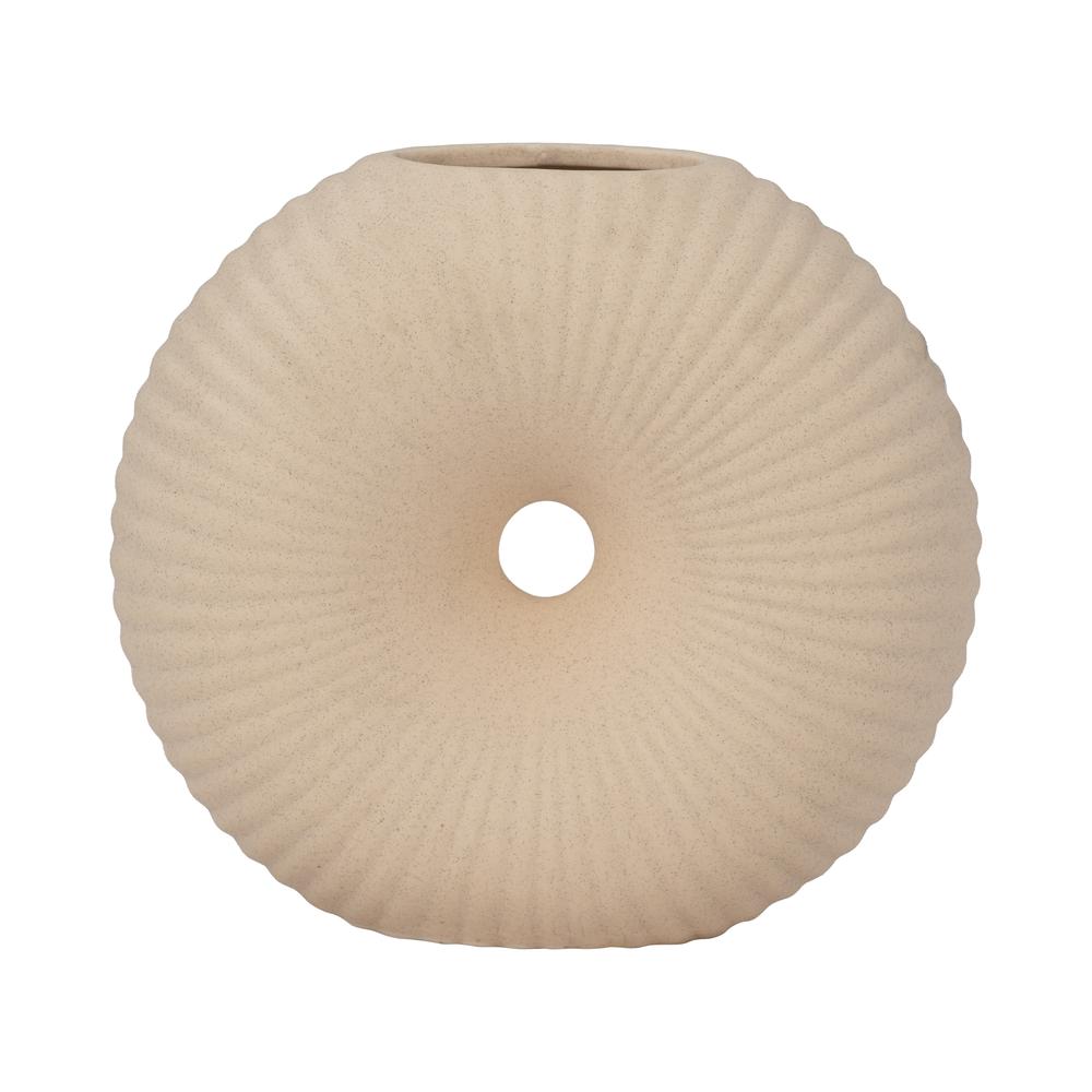 Cer, 7" Donut Hole Vase, Cotton. Picture 1