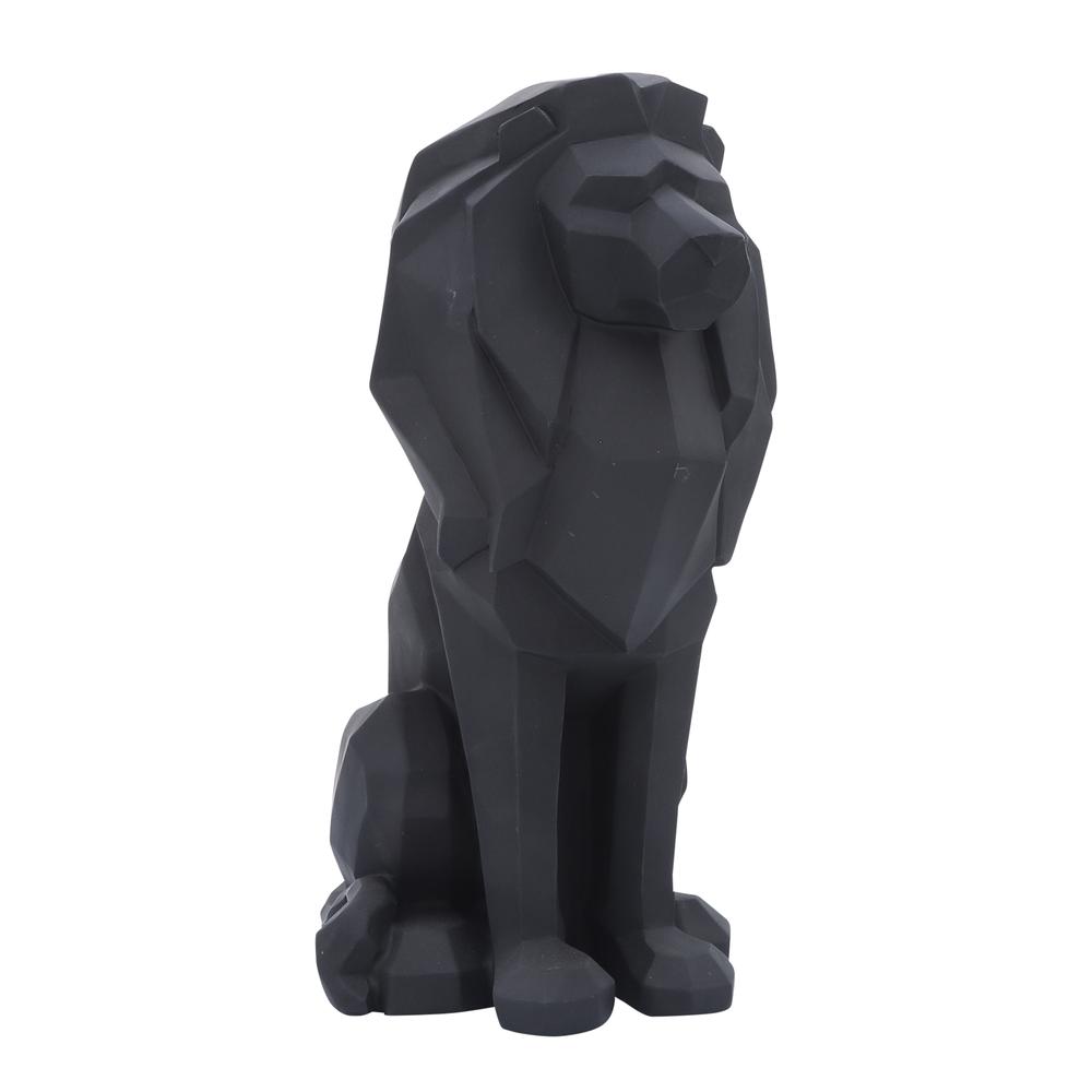 Resin 11"h Sitting Lion, Black. Picture 1