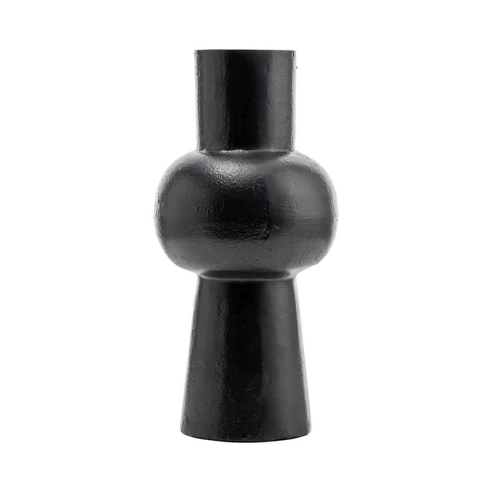Metal,12"h, Mid Ellipsoid Vase,black. Picture 1