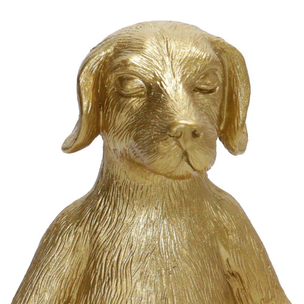 Polyresin 7" Yoga Dog, Gold. Picture 6