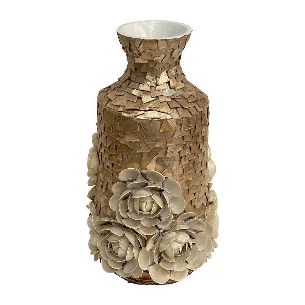 Shell,17" Decorative Rose Vase, Natural. Picture 1