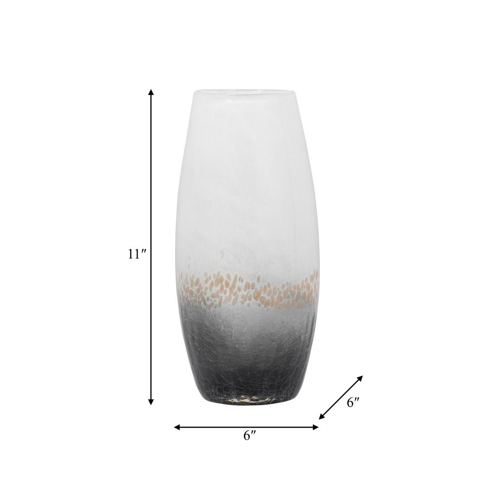 Glass, 11" Crackle Vase, Multi. Picture 8