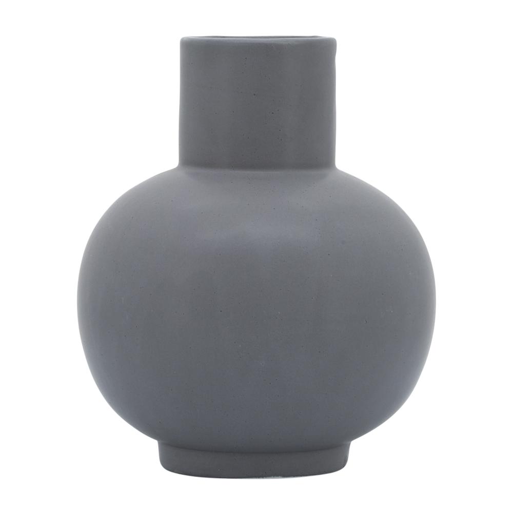 Cer, 8"h Bulbous Vase, Gray. Picture 1