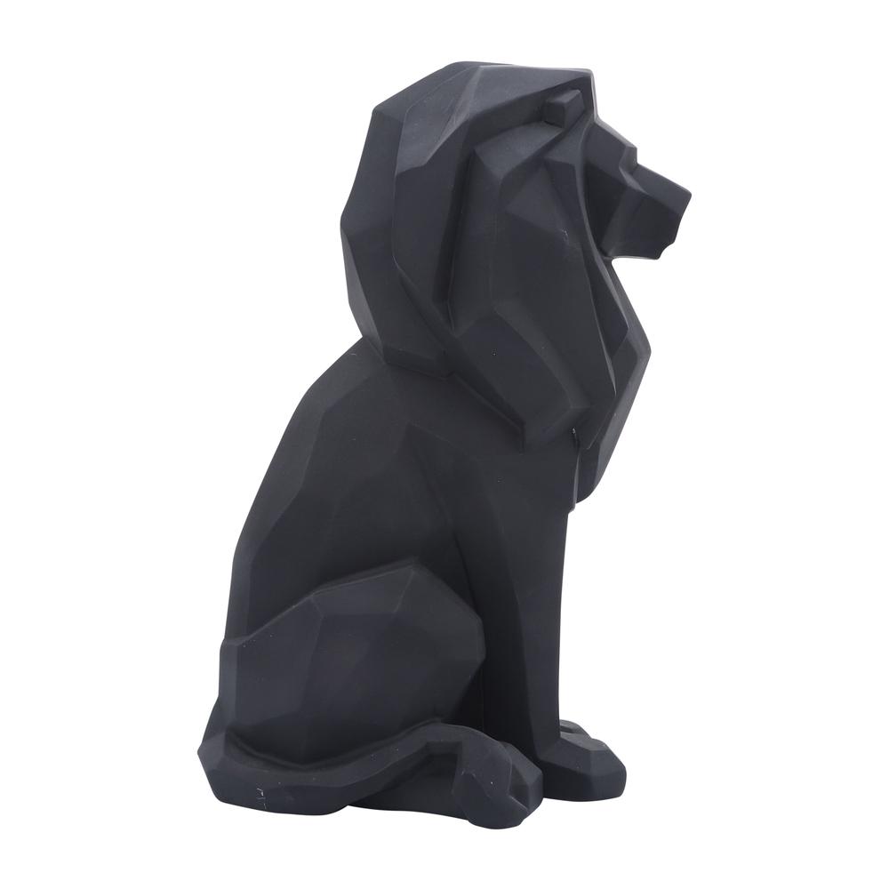 Resin 11"h Sitting Lion, Black. Picture 4