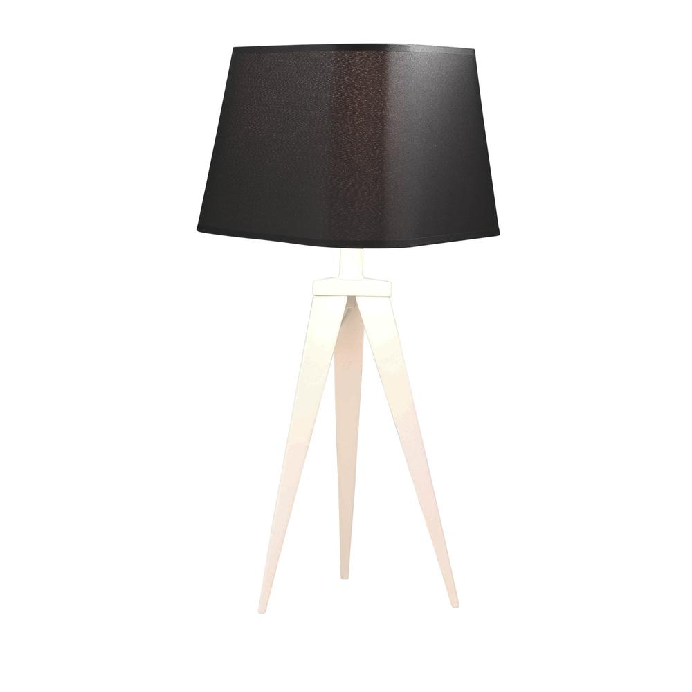 Metal 24" Tripod Table Lamp, White/black. Picture 4
