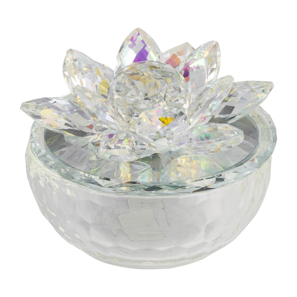 Crystal Lotus 5" Trinket Jar,rainbow. Picture 1