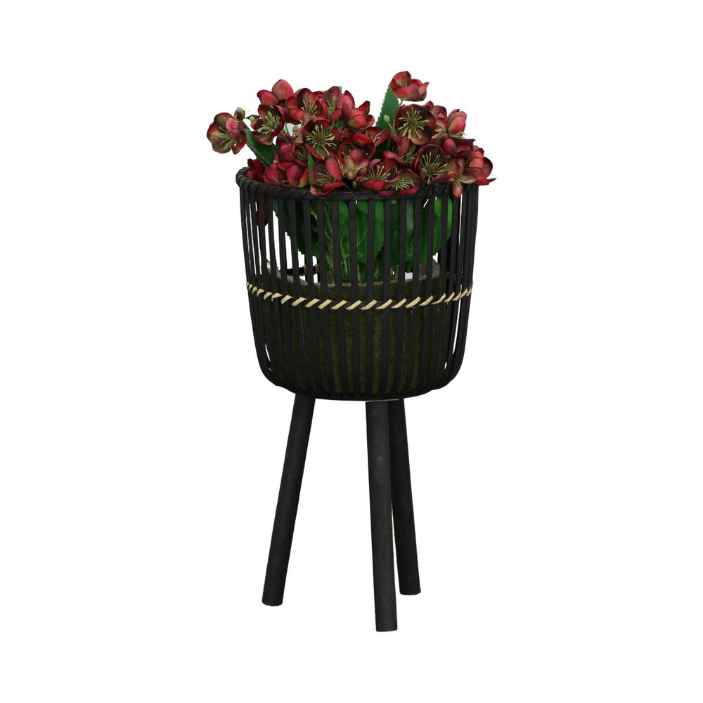 S/3 Bamboo Footed Planters 11/13/15", Black. Picture 3