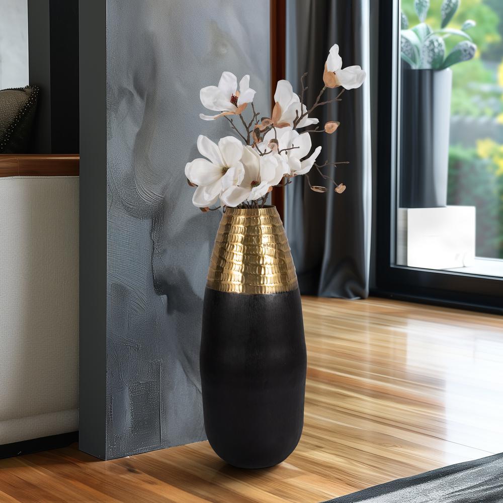 Metal, 20" 2-tone Floor Vase, Black/gold. Picture 9
