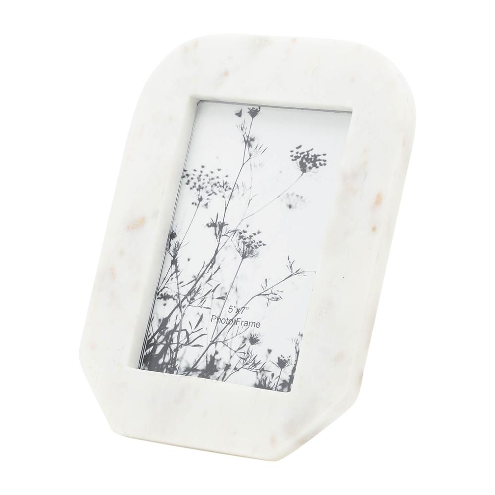 Marble, 5x7 Tapered Photo Frame, White. Picture 6