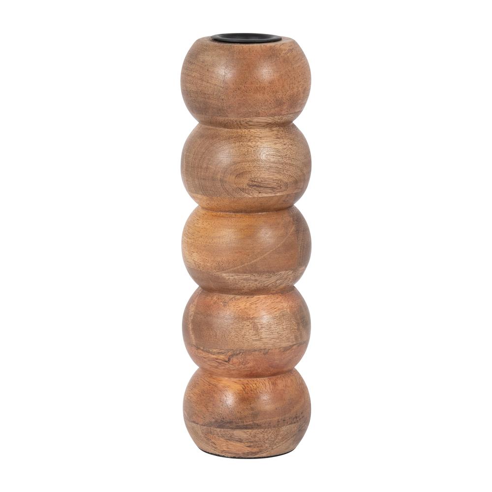 Wood, 8" Ribbed Votive Holder, Natural. Picture 2