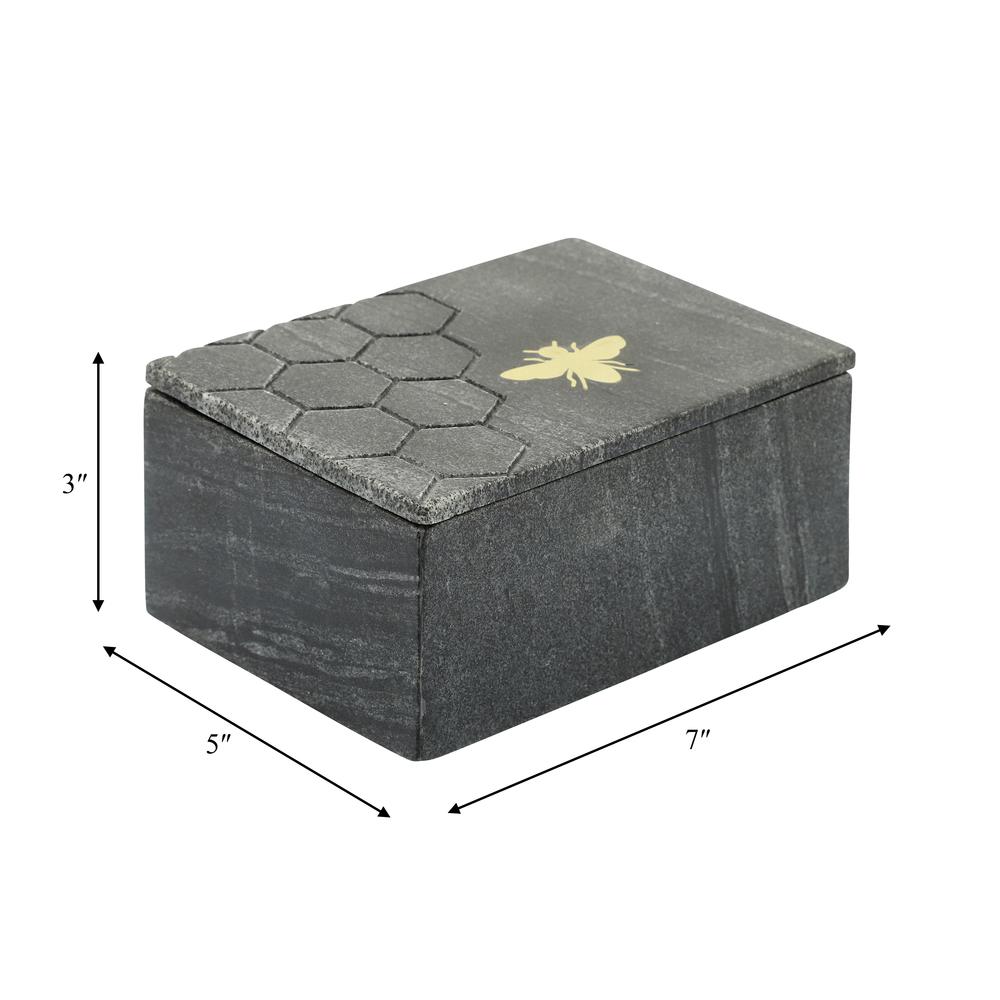 Marble 7x5 Marble Box W/ Bee Accent, Black. Picture 7