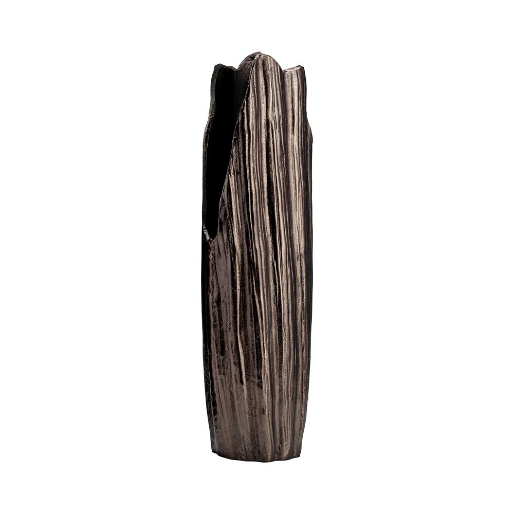 Metal, 20"h, Abstract Ridged Vase, Blk Nickel. Picture 2