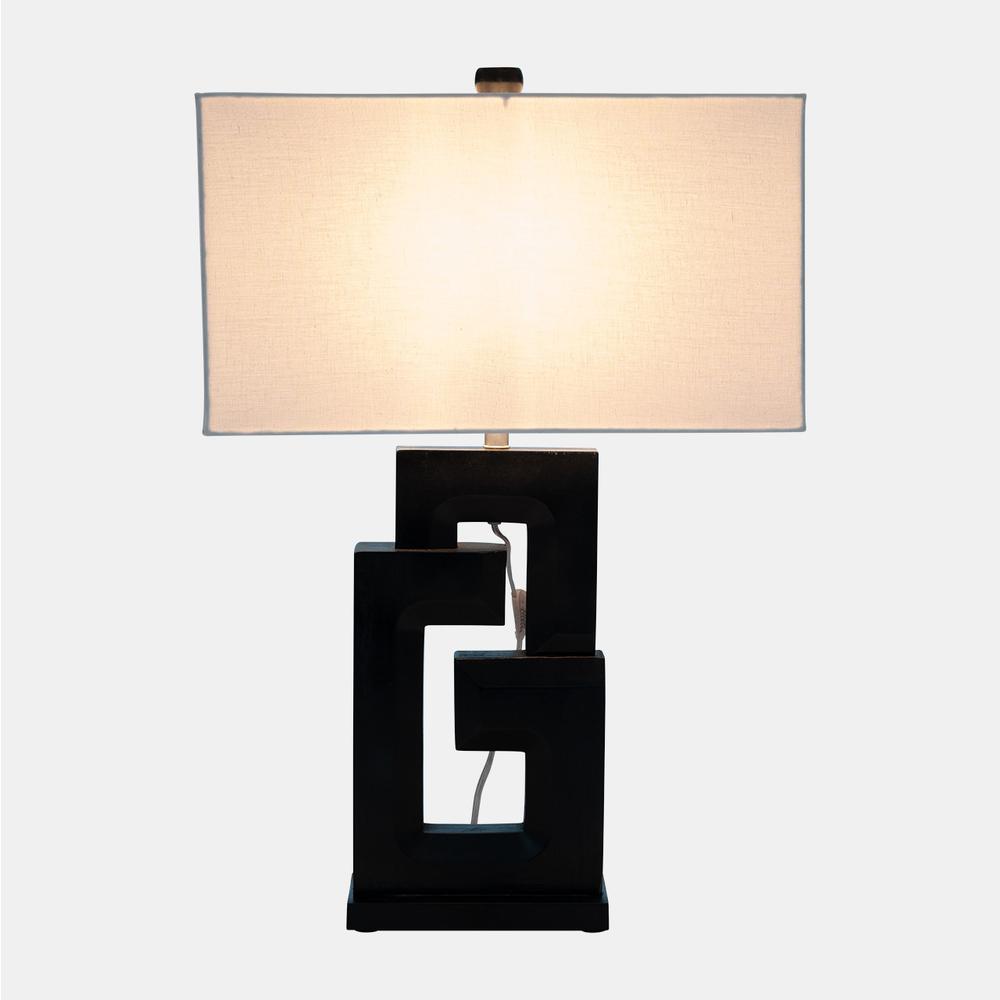 Wood, 27"h Geometric Lamp, Black. Picture 4