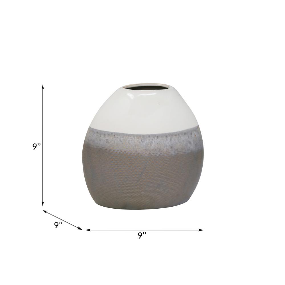 Ceramic 9" Vase, Multi Gray. Picture 2