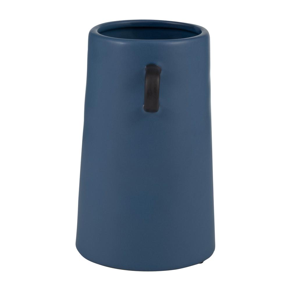 Cer, 9"h Eared Vase, Blue. Picture 3