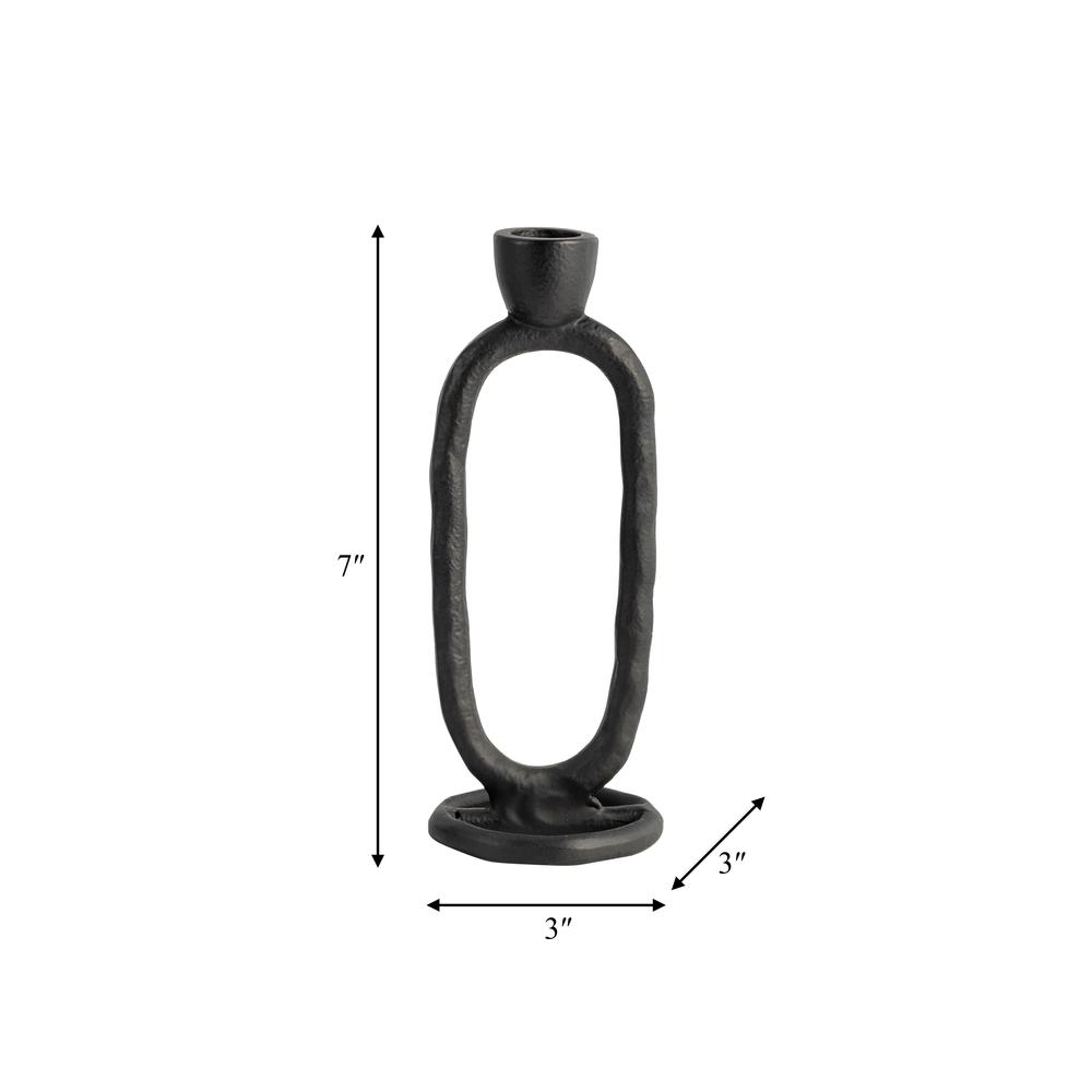 Metal, 8" Open Oval Taper Candleholder, Black. Picture 9