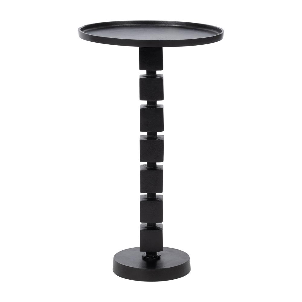 26" Aluminum Stacked Cube Accent Table, Black. Picture 1