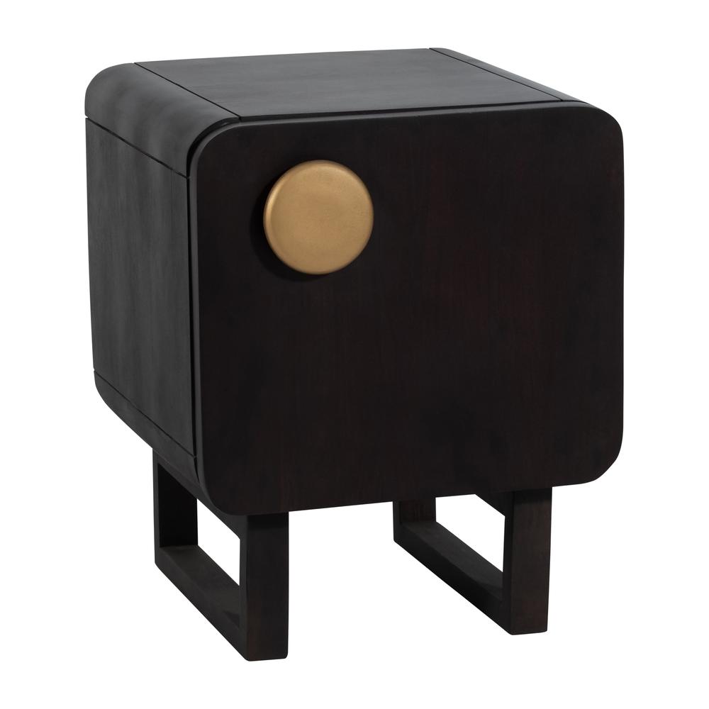Wood, 16"l Modern Night Stand, Black. Picture 3