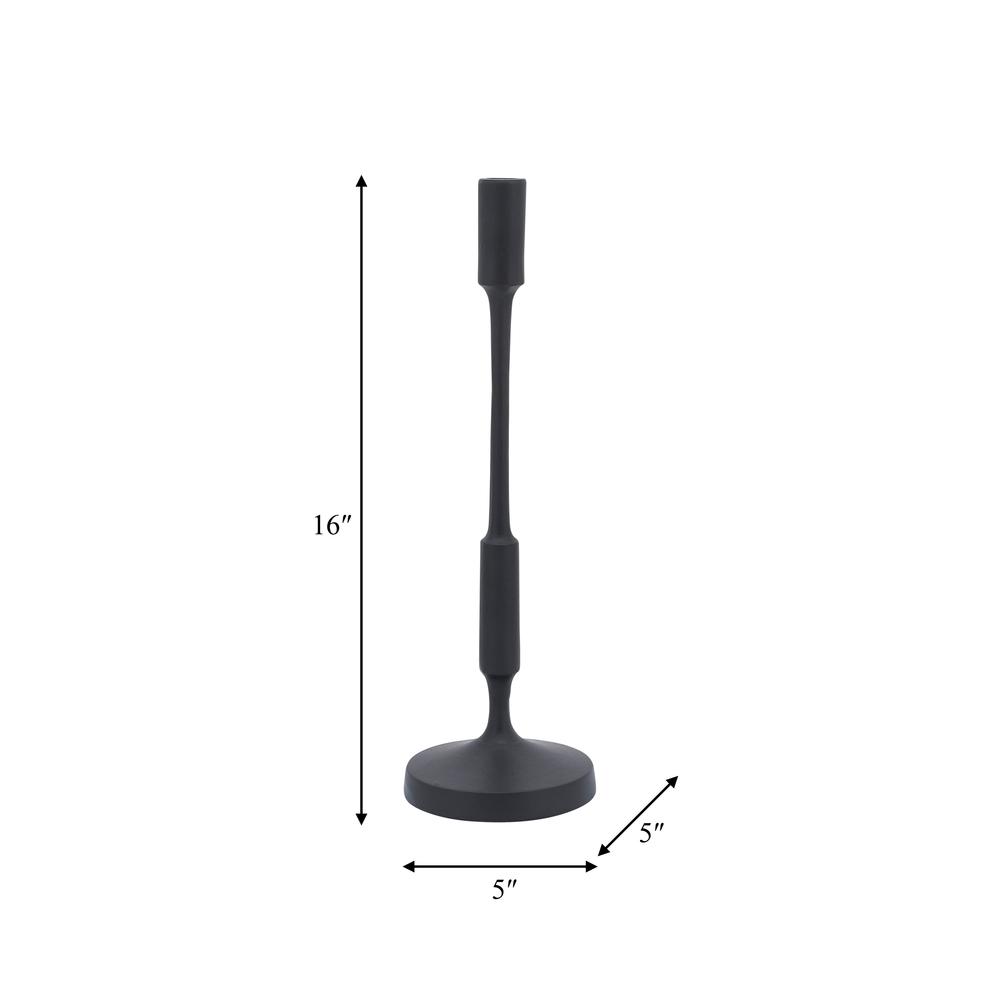 Metal, 16"h Taper Candle Holder, Black. Picture 4