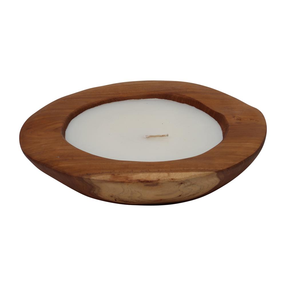 Wood, 12"l Boat Candle, Brown. Picture 1