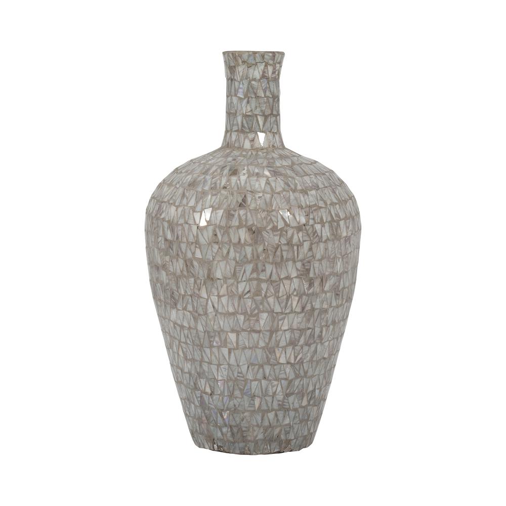 Glass, 19" Mosaic Vase, Brown Quartz. Picture 1