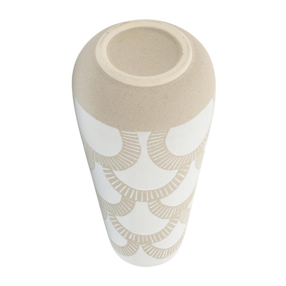 Cer, 15"h Aztec Vase, White. Picture 4