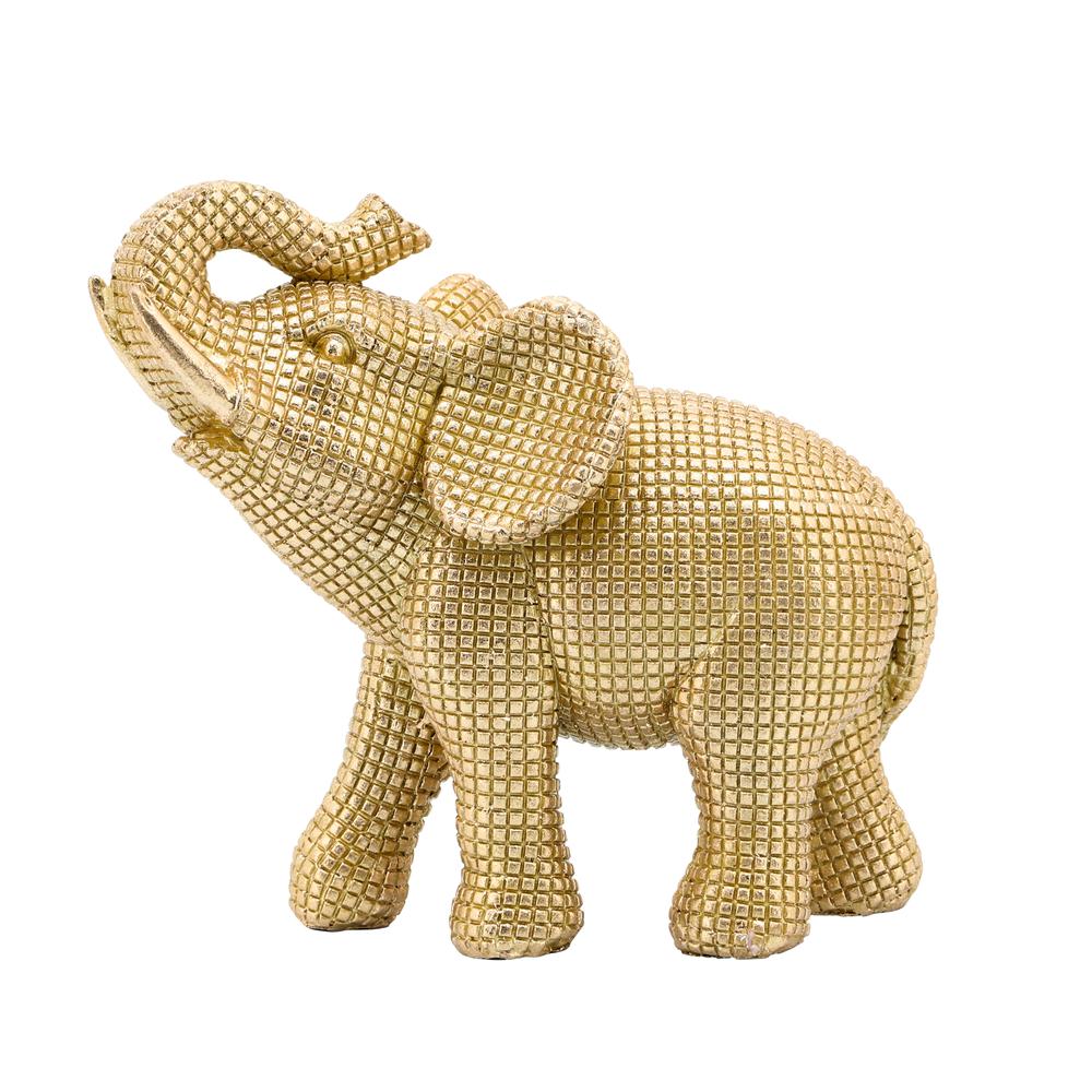 Resin 7" Elephant Table Accent, Gold. Picture 1