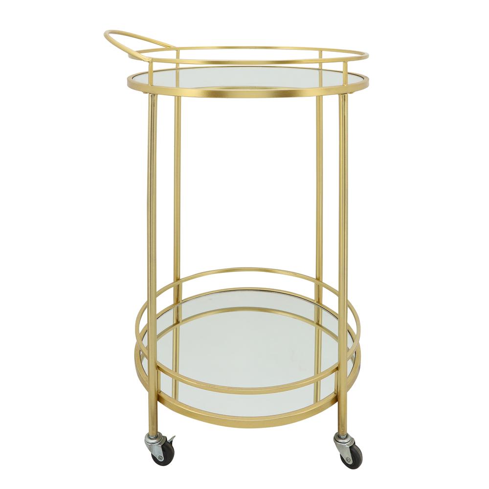 Metal 32"h Round 2-layered Bar Cart, Gold. Picture 1